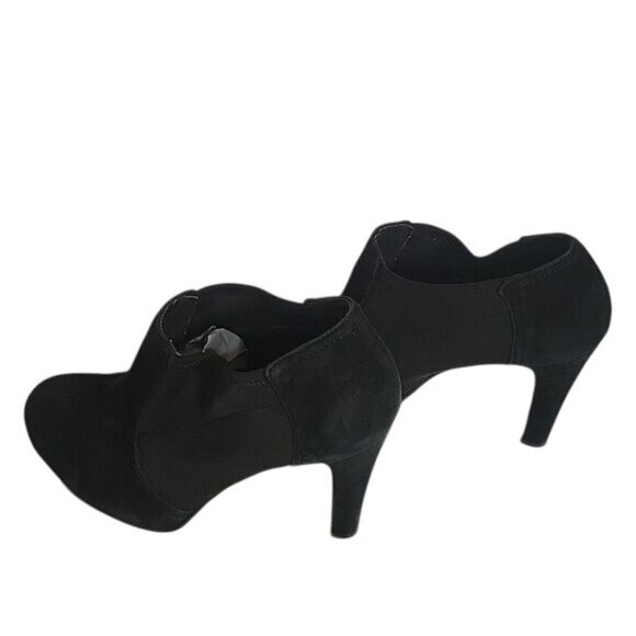 Black Faux Suede & Elastic High Heel Booties size 7.5 sexy bohemian - Picture 3 of 8